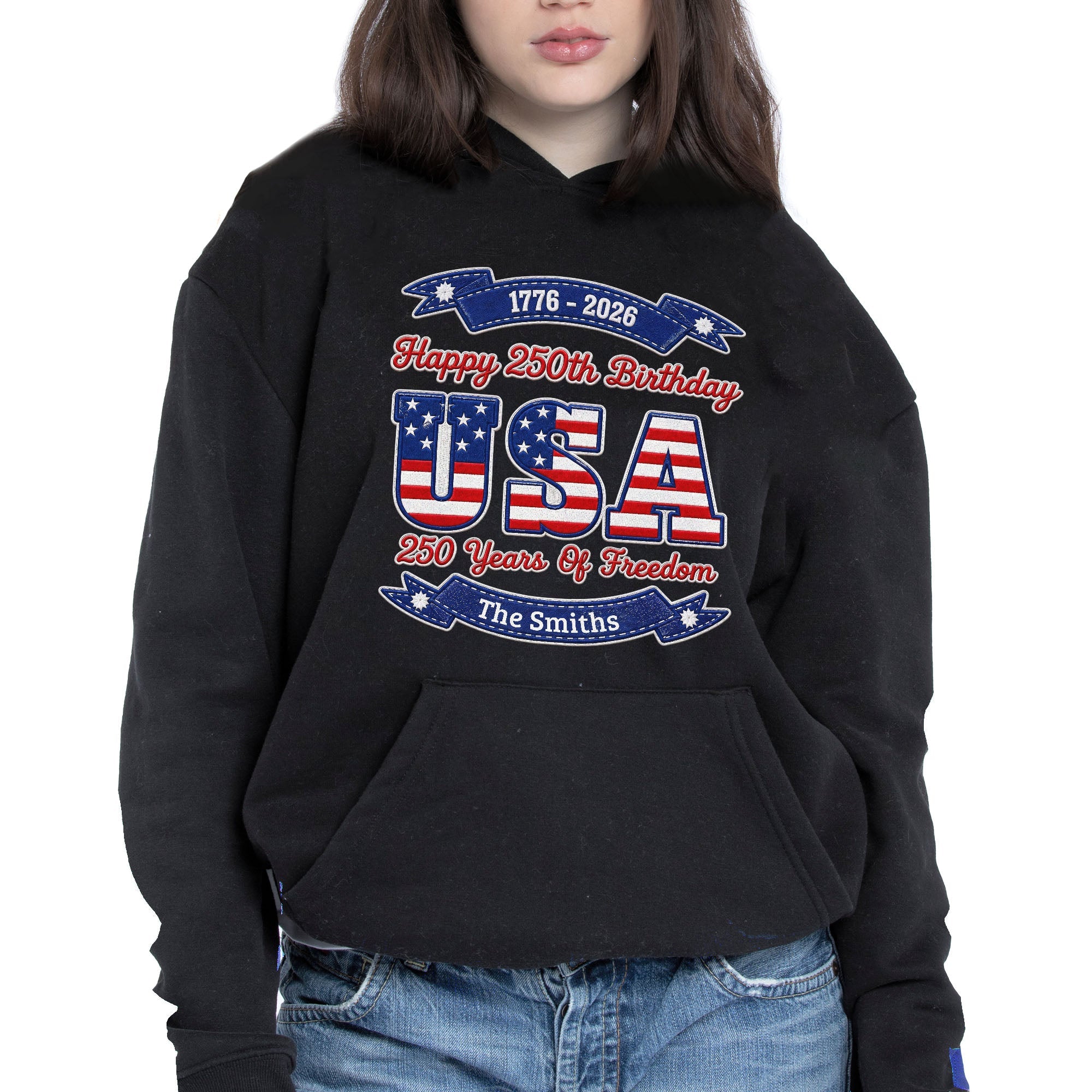 Personalized 250th Birthday USA Flag Shirt & Hoodie Gift Shirt GradoCreations