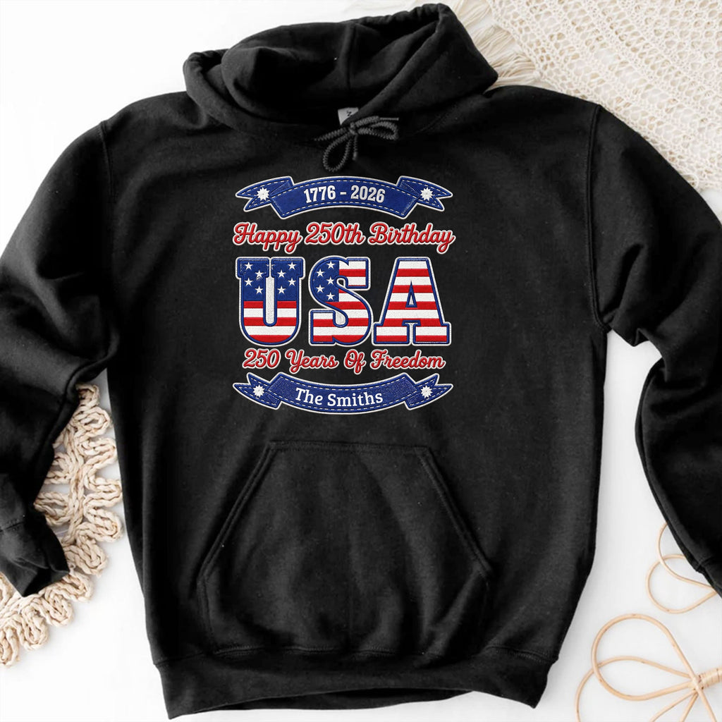 Personalized 250th Birthday USA Flag Shirt & Hoodie Gift Shirt GradoCreations
