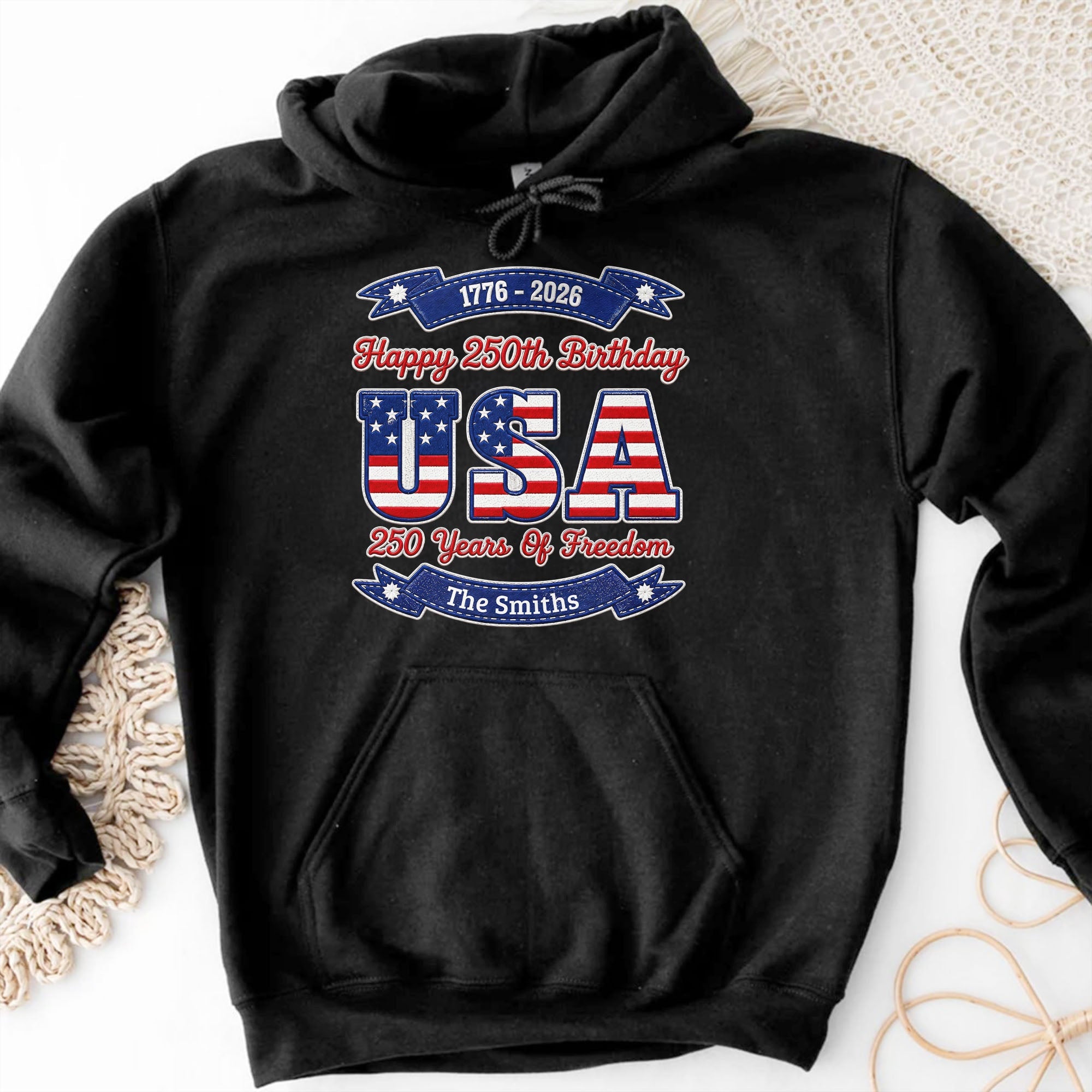 Personalized 250th Birthday USA Flag Shirt & Hoodie Gift Shirt GradoCreations