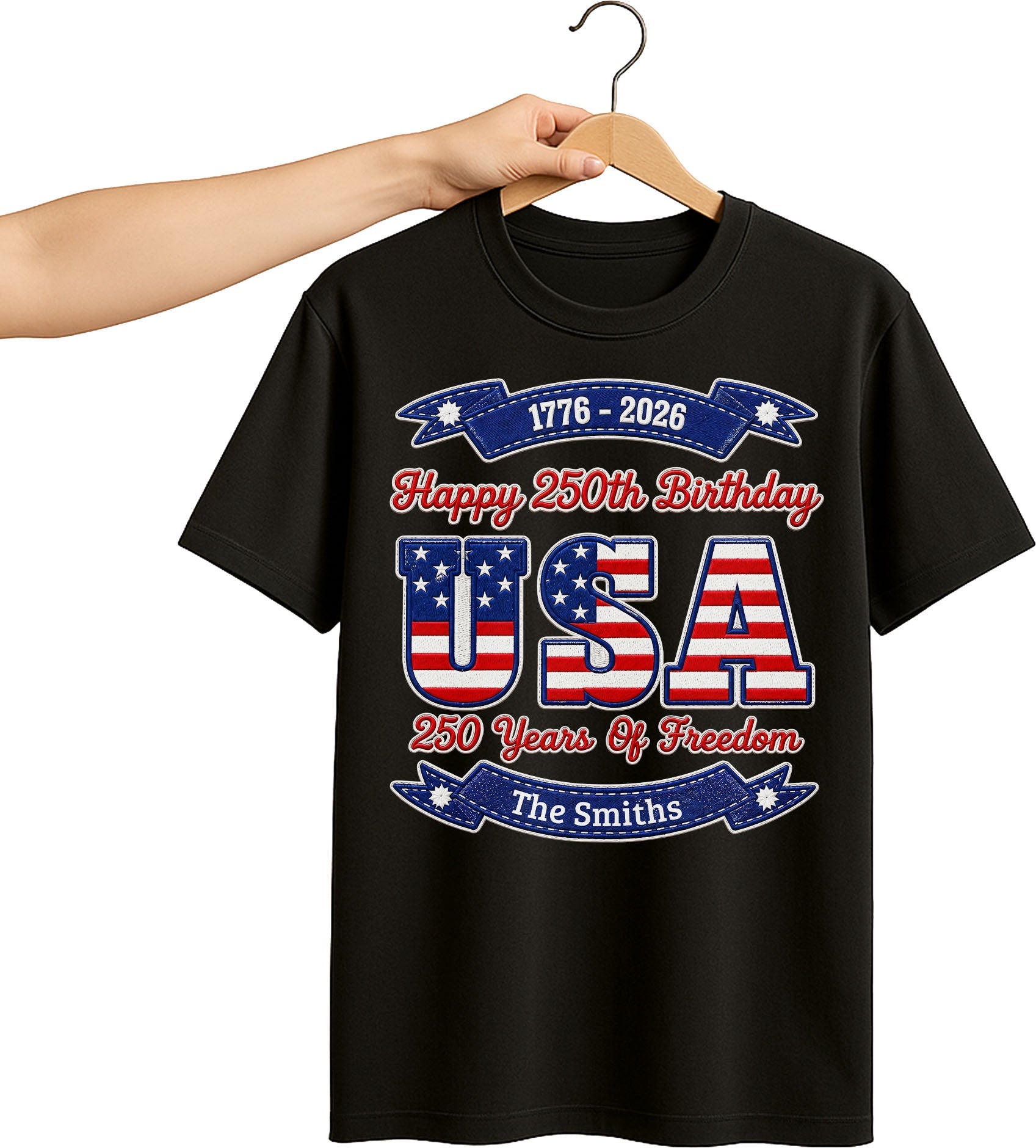 Personalized 250th Birthday USA Flag Shirt & Hoodie Gift Shirt GradoCreations