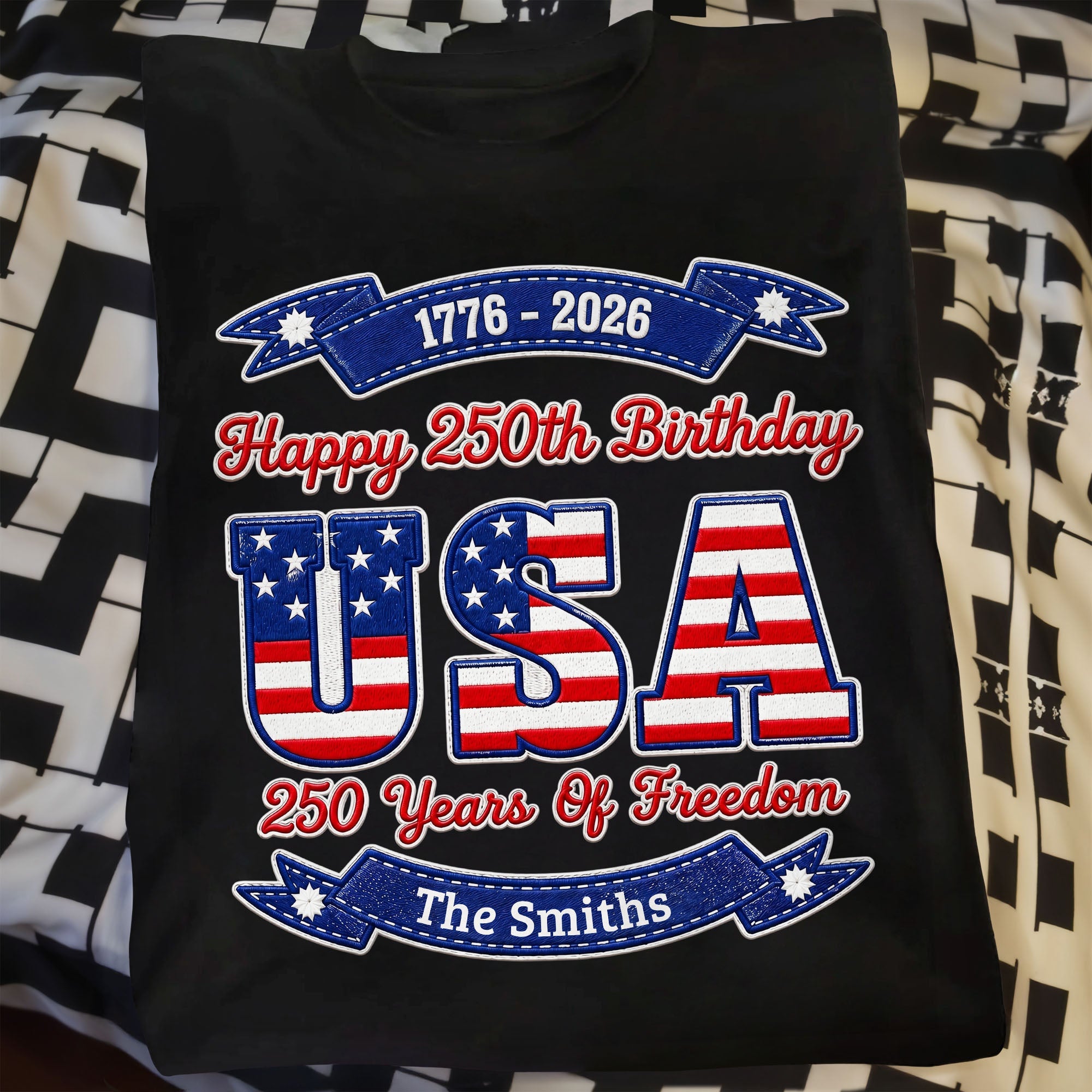Personalized 250th Birthday USA Flag Shirt & Hoodie Gift Shirt GradoCreations