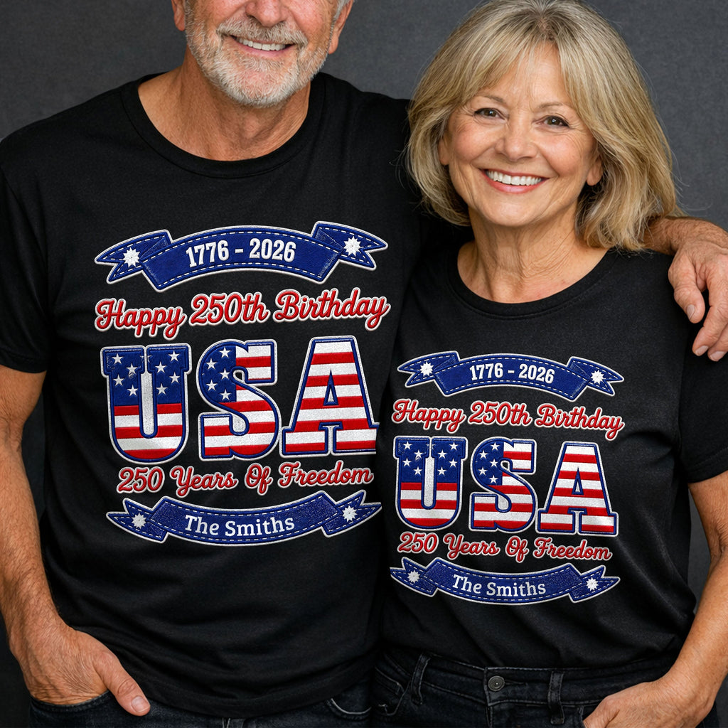 Personalized 250th Birthday USA Flag Shirt & Hoodie Gift Shirt GradoCreations