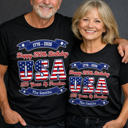 Personalized 250th Birthday USA Flag Shirt & Hoodie Gift Shirt GradoCreations
