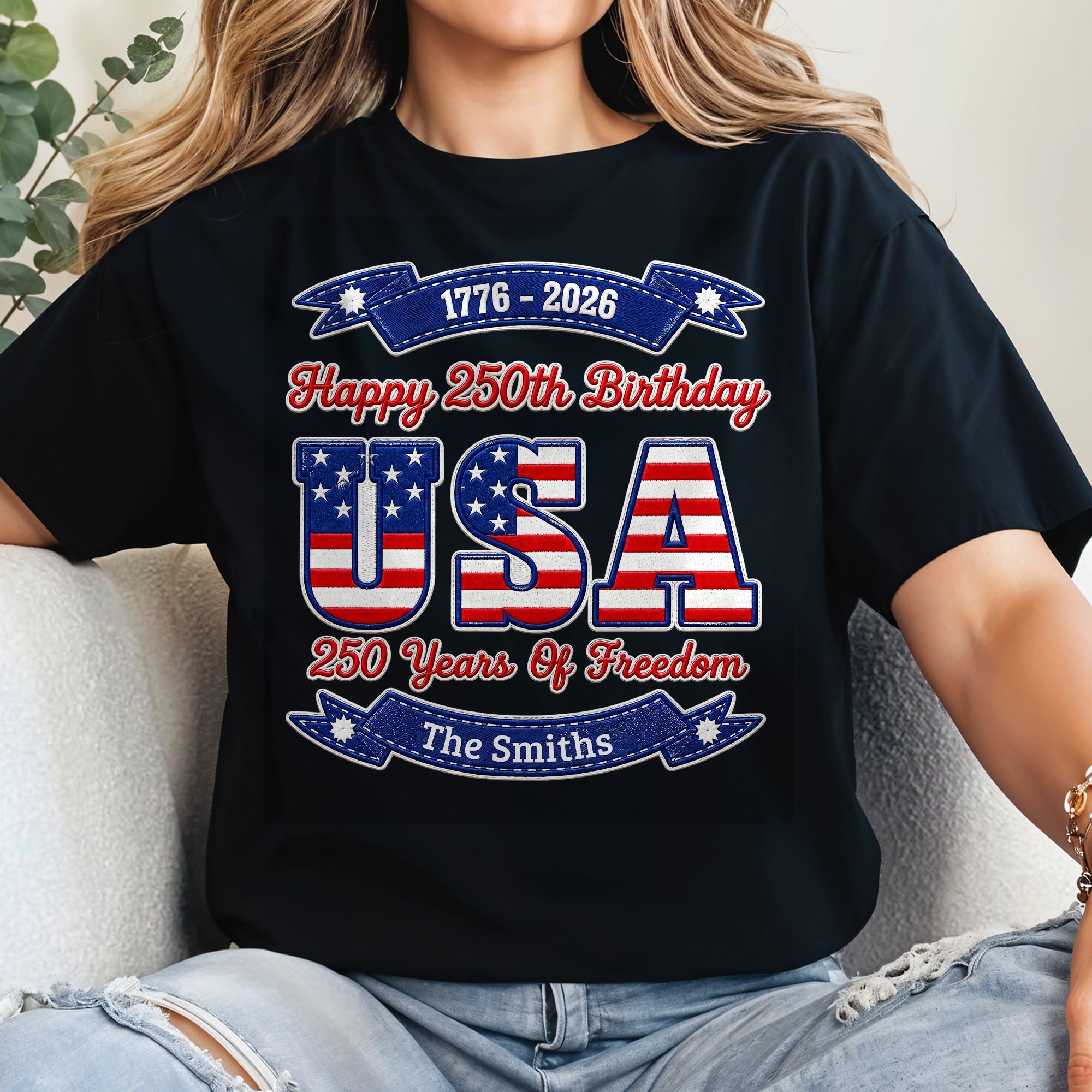 Personalized 250th Birthday USA Flag Shirt & Hoodie Gift Shirt GradoCreations
