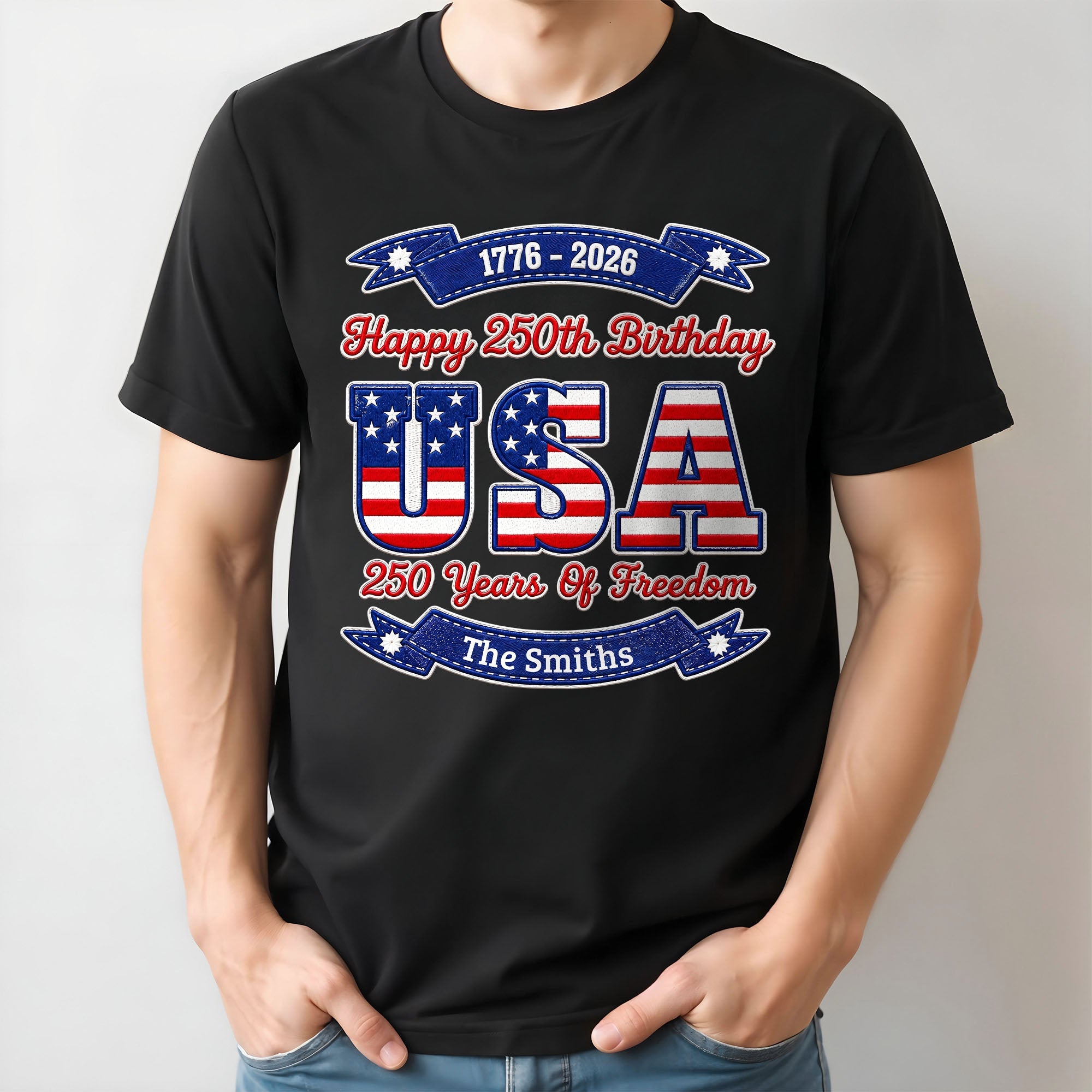 Personalized 250th Birthday USA Flag Shirt & Hoodie Gift Shirt GradoCreations