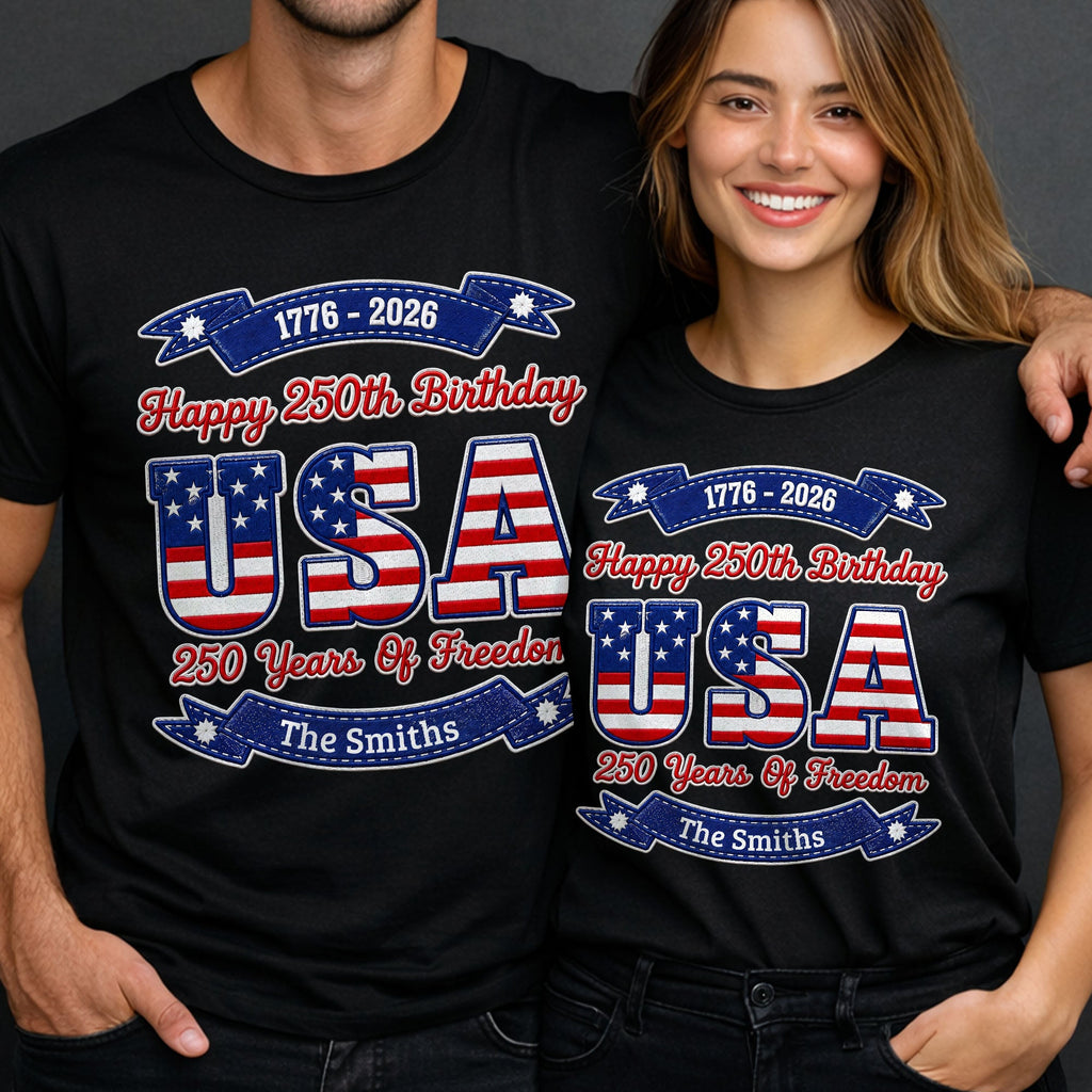 Personalized 250th Birthday USA Flag Shirt & Hoodie Gift Shirt GradoCreations