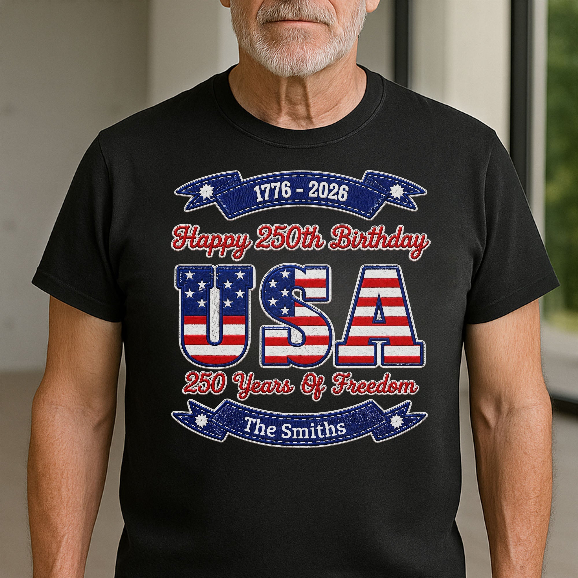 Personalized 250th Birthday USA Flag Shirt & Hoodie Gift Shirt GradoCreations