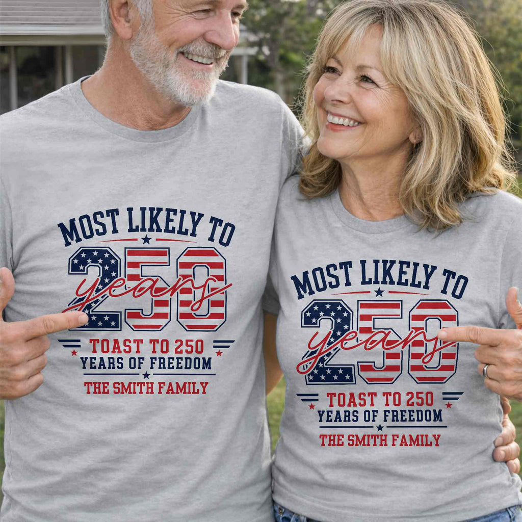 Personalized Family Hoodie & T-Shirt USA Flag Gift Idea Shirt GradoCreations