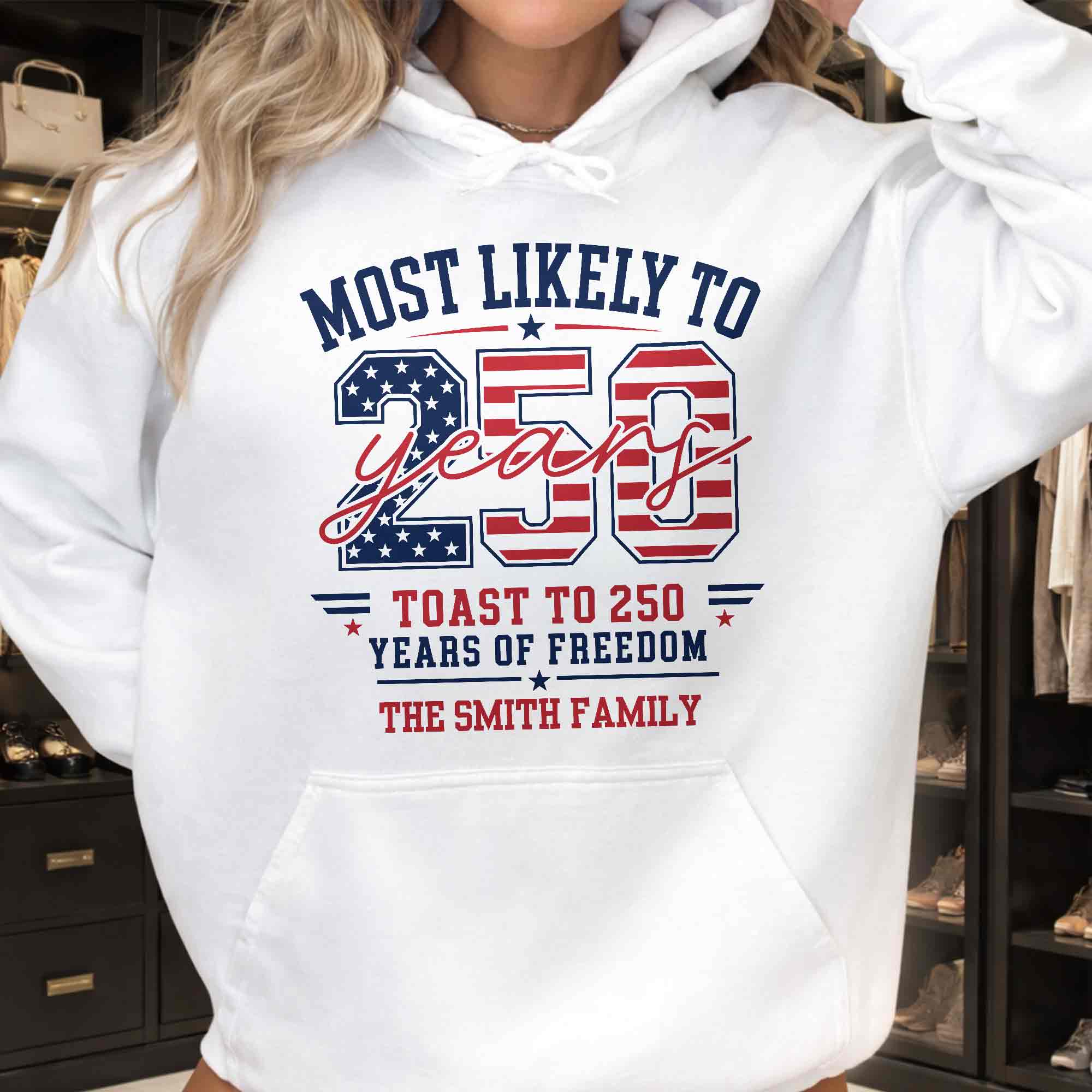 Personalized Family Hoodie & T-Shirt USA Flag Gift Idea Shirt GradoCreations