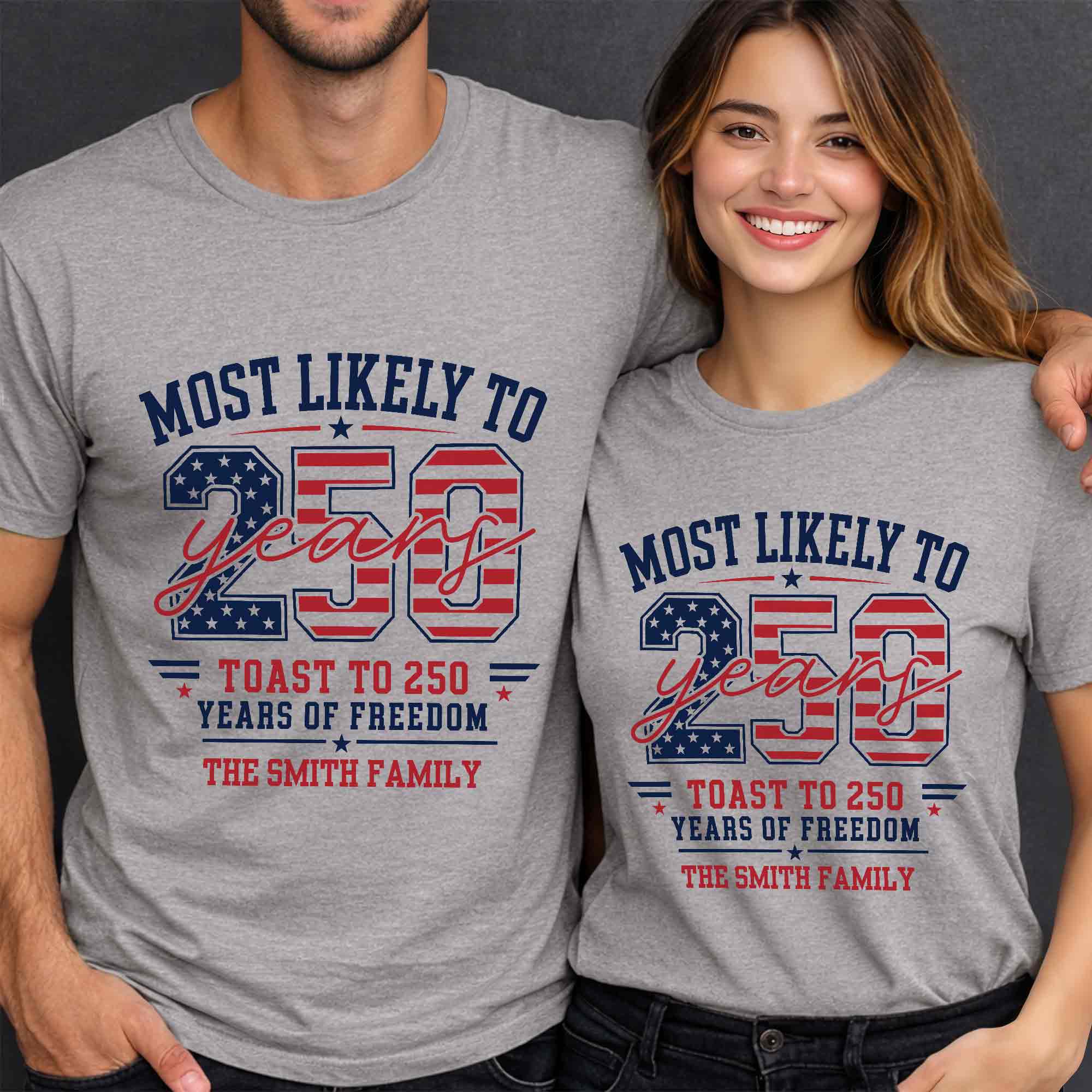 Personalized Family Hoodie & T-Shirt USA Flag Gift Idea Shirt GradoCreations