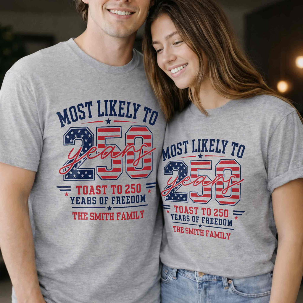 Personalized Family Hoodie & T-Shirt USA Flag Gift Idea Shirt GradoCreations
