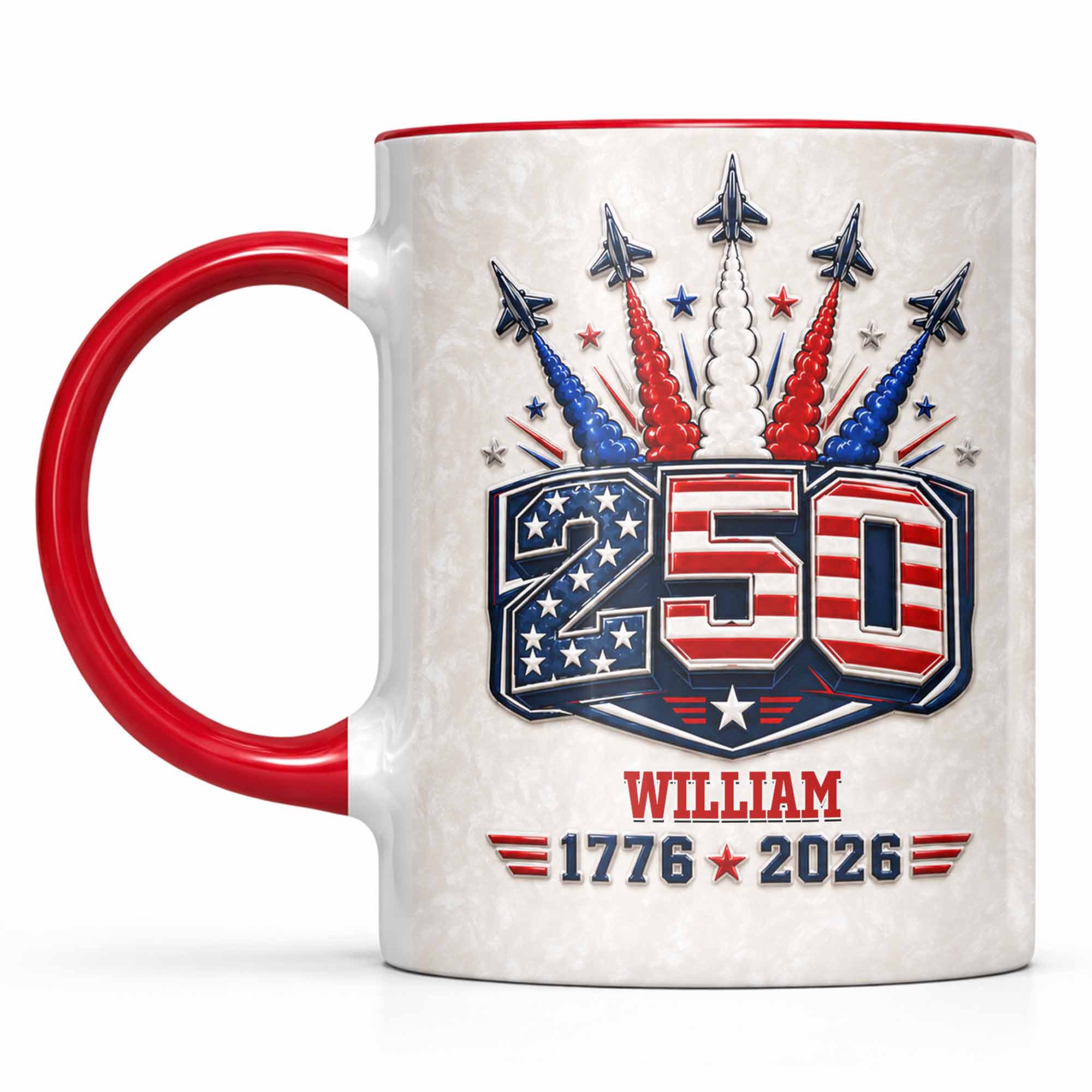 Personalized Ceramic Accent Mug Custom Name USA Independence Day Gift Accent Mug GradoCreations