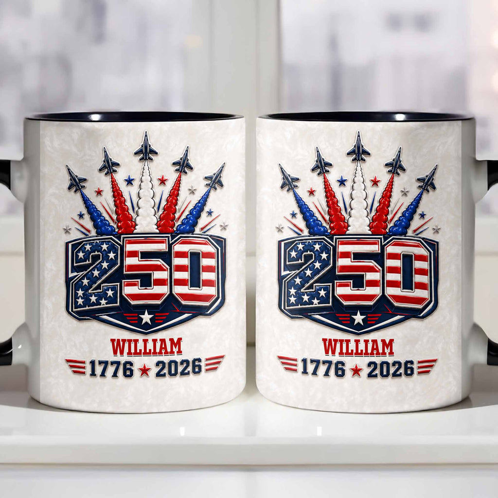Personalized Ceramic Accent Mug Custom Name USA Independence Day Gift Accent Mug GradoCreations