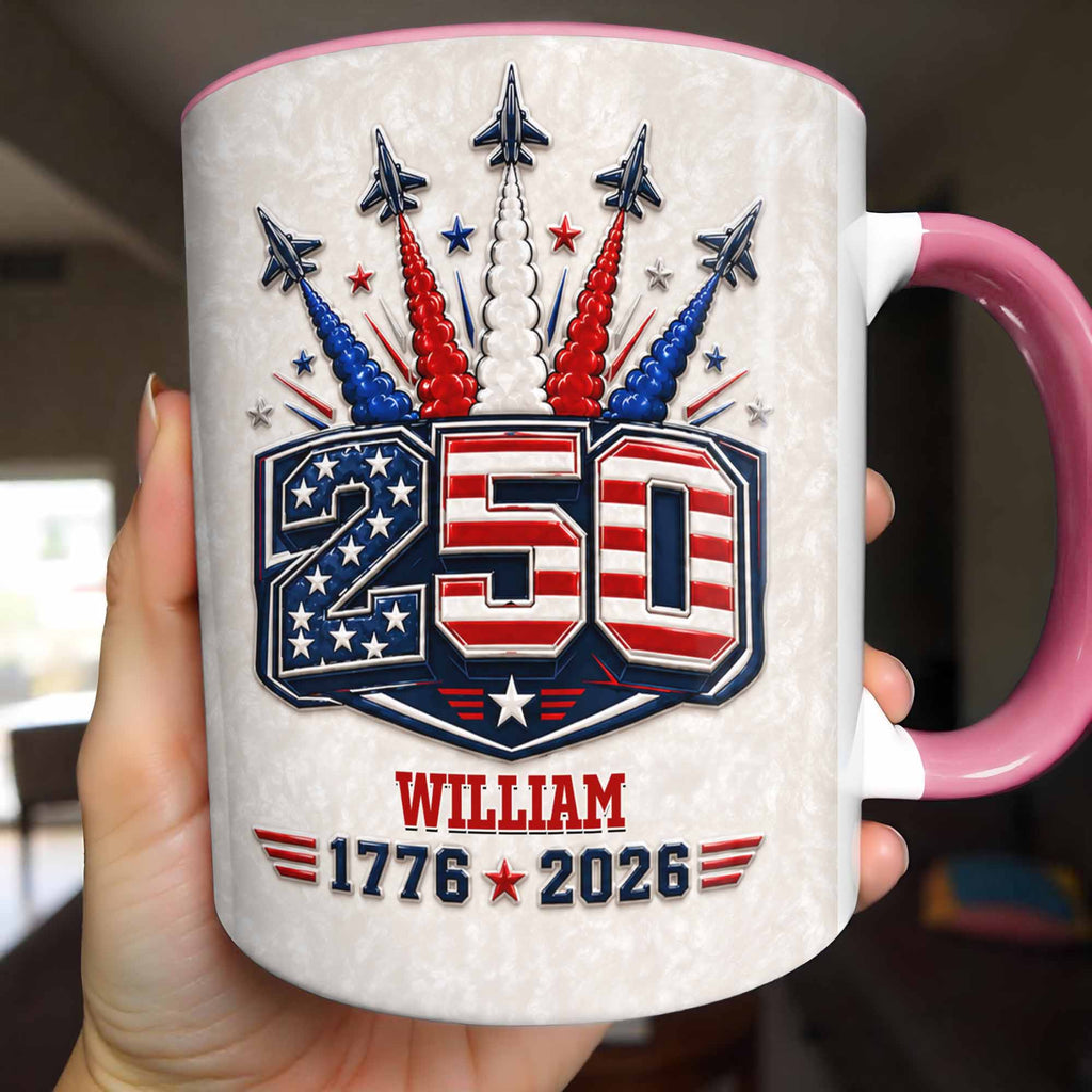 Personalized Ceramic Accent Mug Custom Name USA Independence Day Gift Accent Mug GradoCreations
