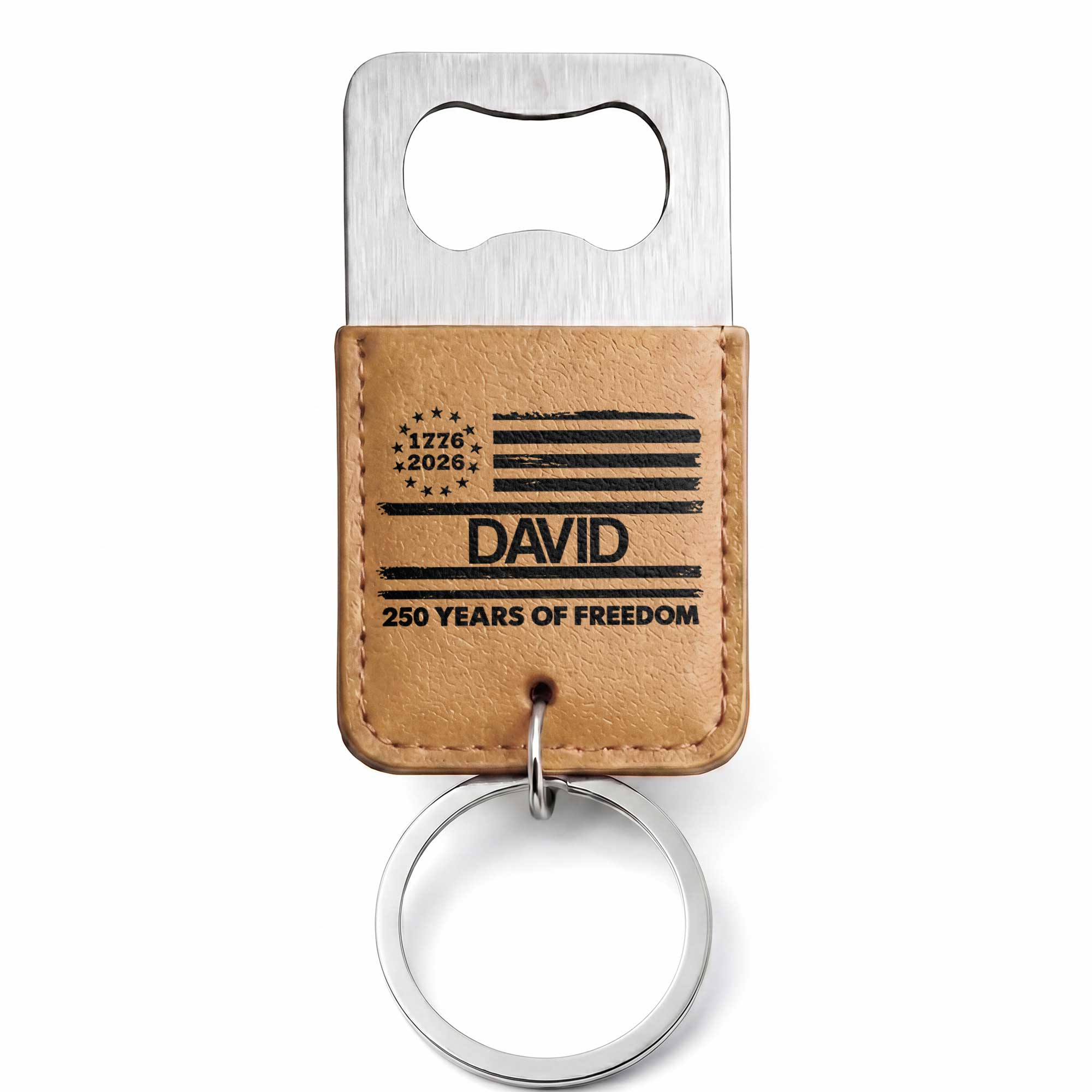 Personalized Leather Bottle Opener Keychain American Flag Gift for Dad Leather Bottle Opener Keychain GradoCreations
