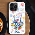 Personalized Clear Phone Case Independence Day Gift with Fireworks Clear Phone Case GradoCreations