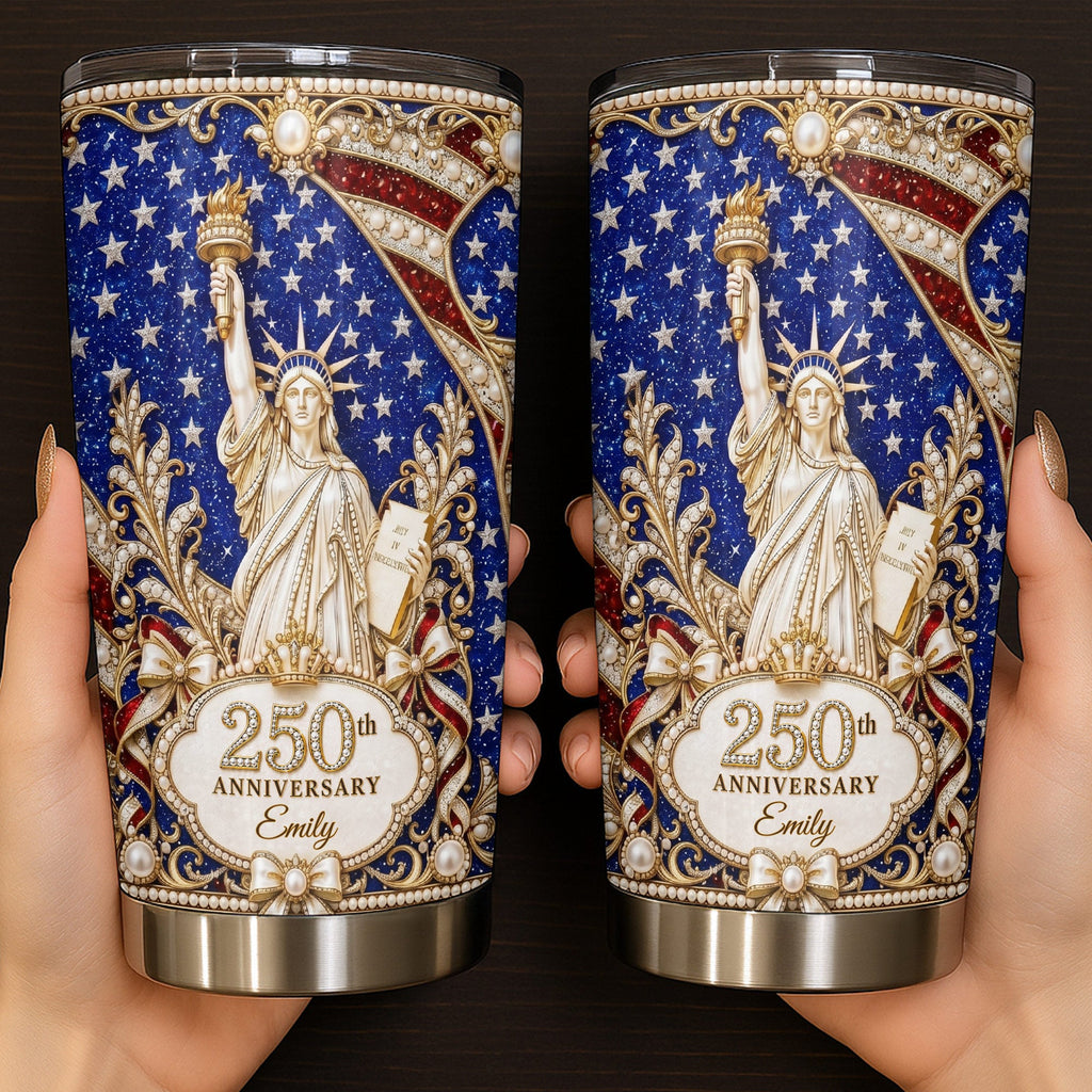 Personalized 20oz Stainless Steel Tumbler American Flag Gift for Independence Day 20oz Tumbler GradoCreations