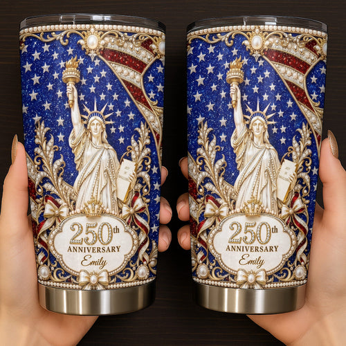 Personalized 20oz Stainless Steel Tumbler American Flag Gift for Independence Day 20oz Tumbler GradoCreations