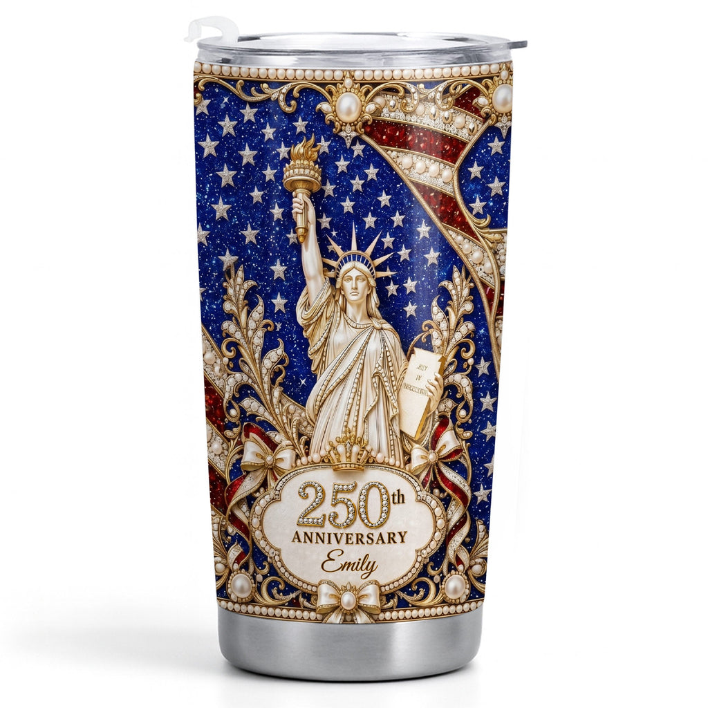 Personalized 20oz Stainless Steel Tumbler American Flag Gift for Independence Day 20oz Tumbler GradoCreations