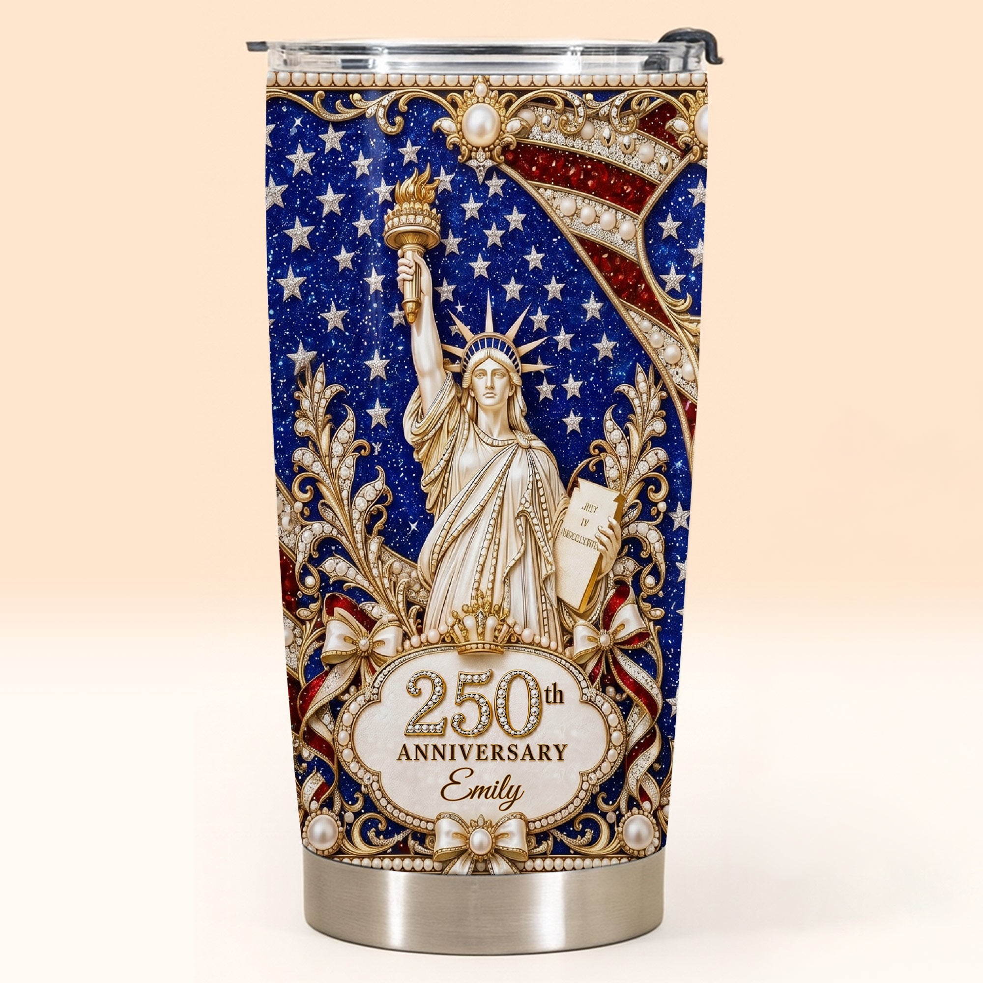 Personalized 20oz Stainless Steel Tumbler American Flag Gift for Independence Day 20oz Tumbler GradoCreations