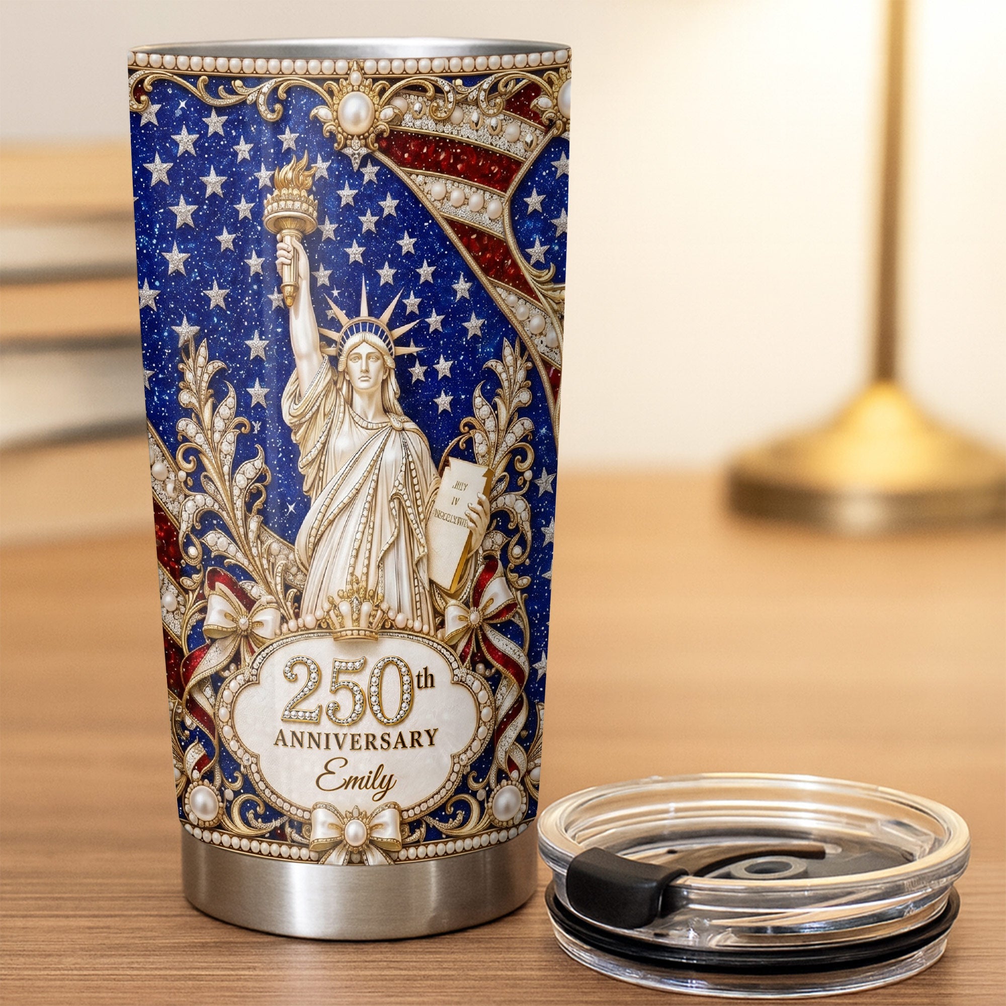 Personalized 20oz Stainless Steel Tumbler American Flag Gift for Independence Day 20oz Tumbler GradoCreations