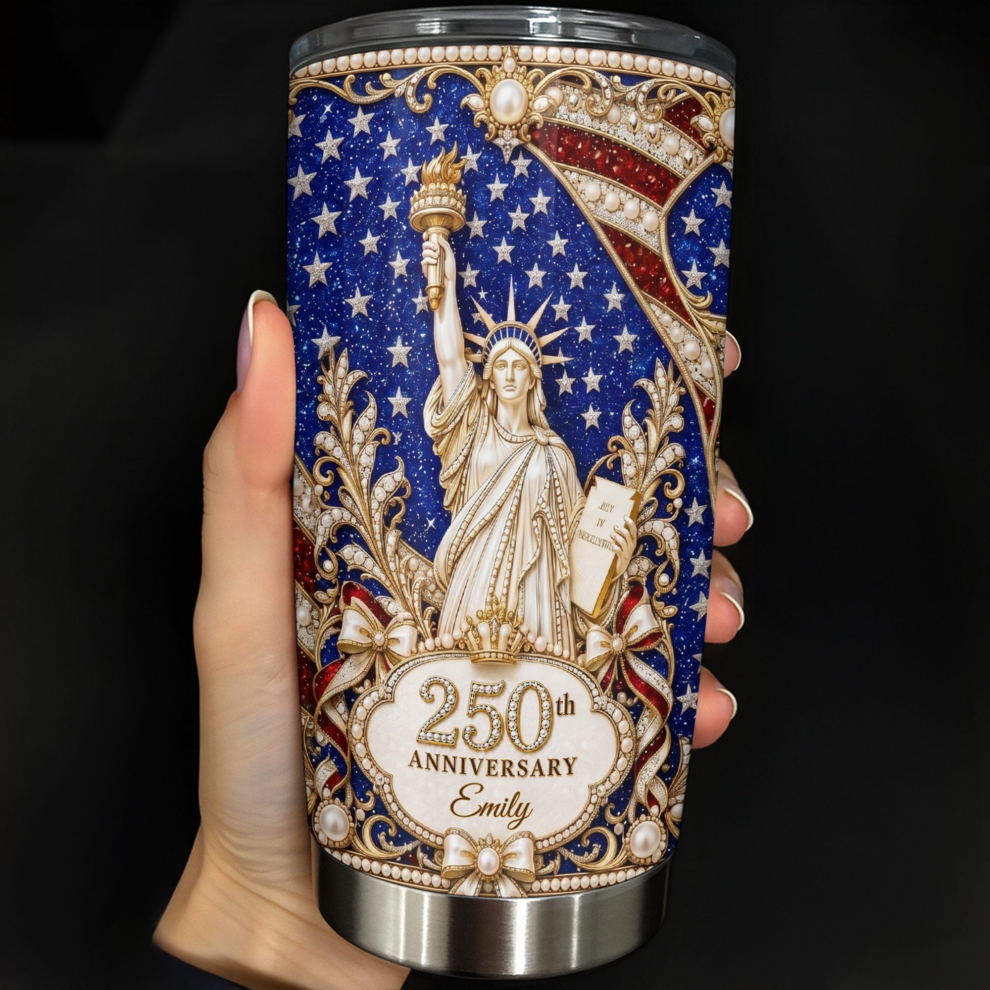 Personalized 20oz Stainless Steel Tumbler American Flag Gift for Independence Day 20oz Tumbler GradoCreations