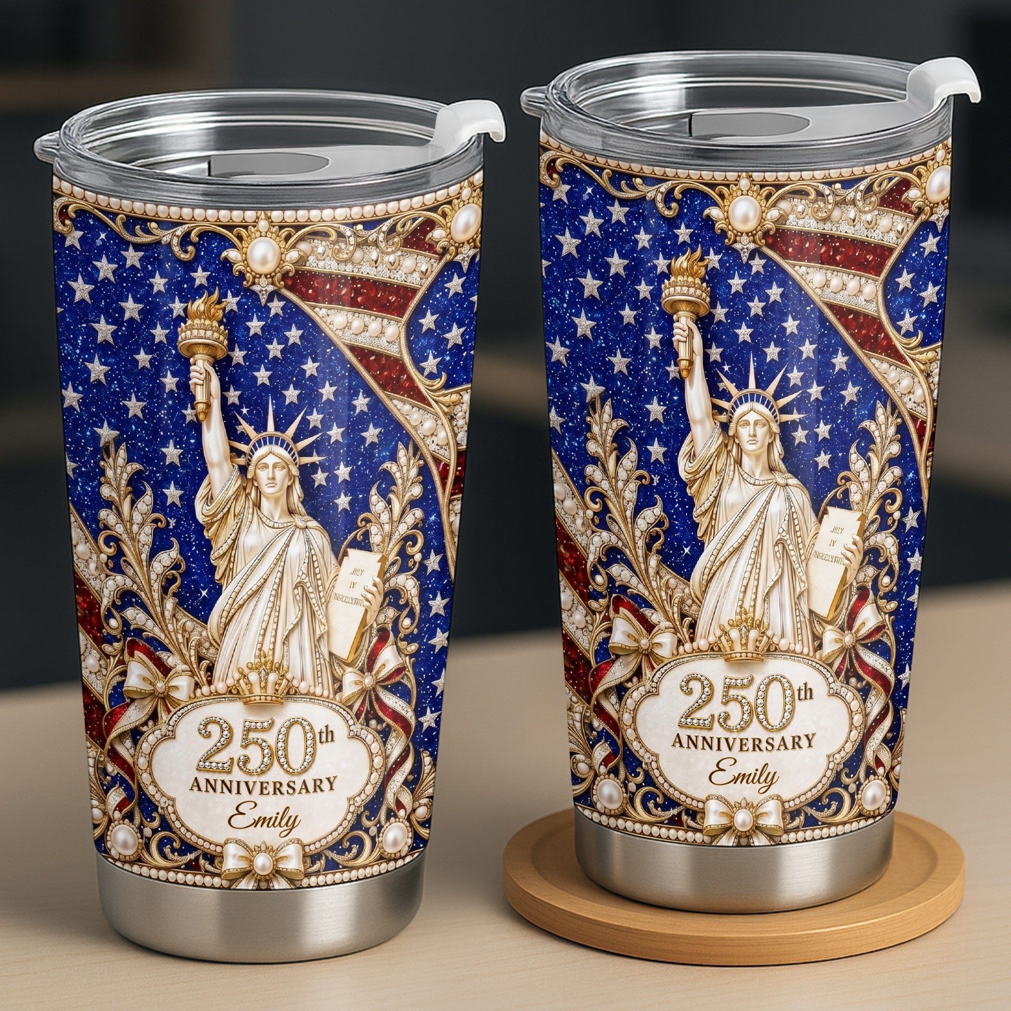 Personalized 20oz Stainless Steel Tumbler American Flag Gift for Independence Day 20oz Tumbler GradoCreations