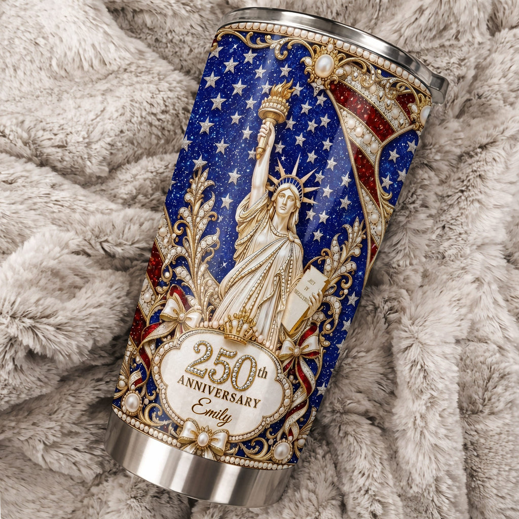 Personalized 20oz Stainless Steel Tumbler American Flag Gift for Independence Day 20oz Tumbler GradoCreations