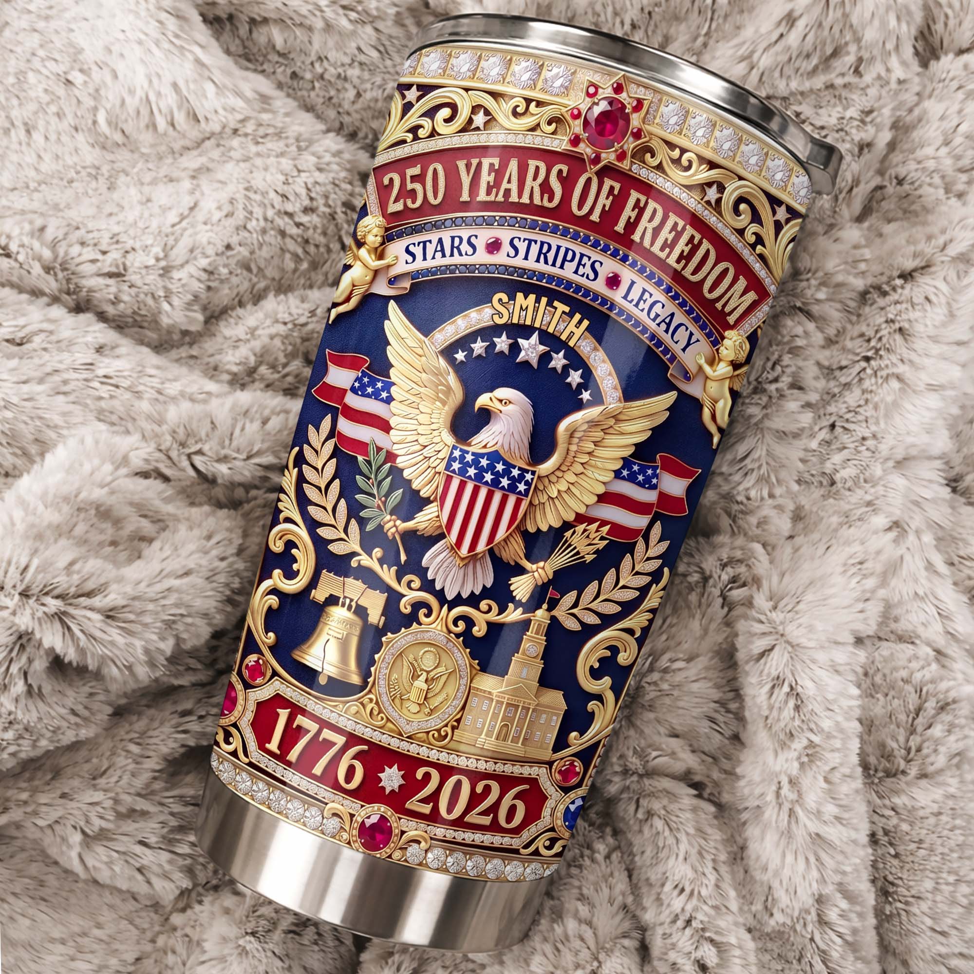Personalized Stainless Steel Tumbler Custom Name 4th of July Gift for Dad Tumbler GradoCreations