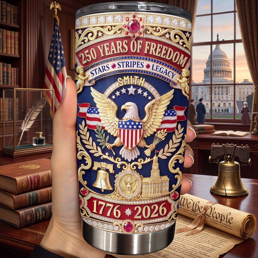 Personalized Stainless Steel Tumbler Custom Name 4th of July Gift for Dad Tumbler GradoCreations