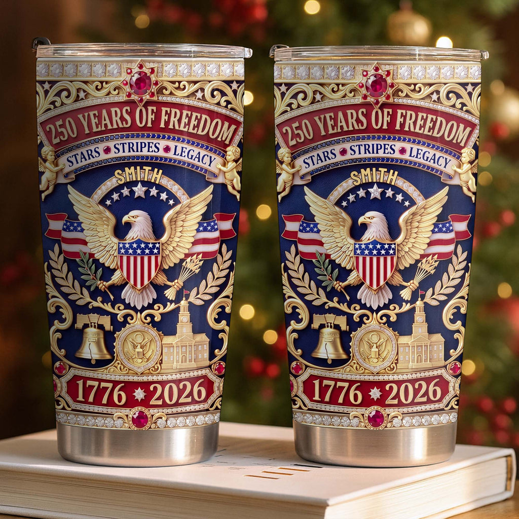 Personalized Stainless Steel Tumbler Custom Name 4th of July Gift for Dad Tumbler GradoCreations