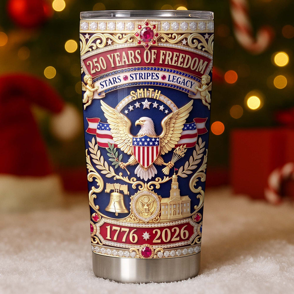 Personalized Stainless Steel Tumbler Custom Name 4th of July Gift for Dad Tumbler GradoCreations