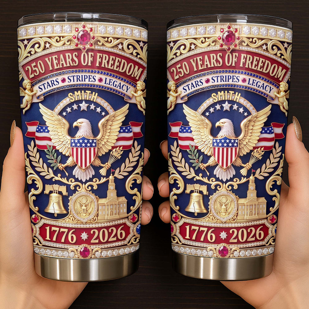 Personalized Stainless Steel Tumbler Custom Name 4th of July Gift for Dad Tumbler GradoCreations