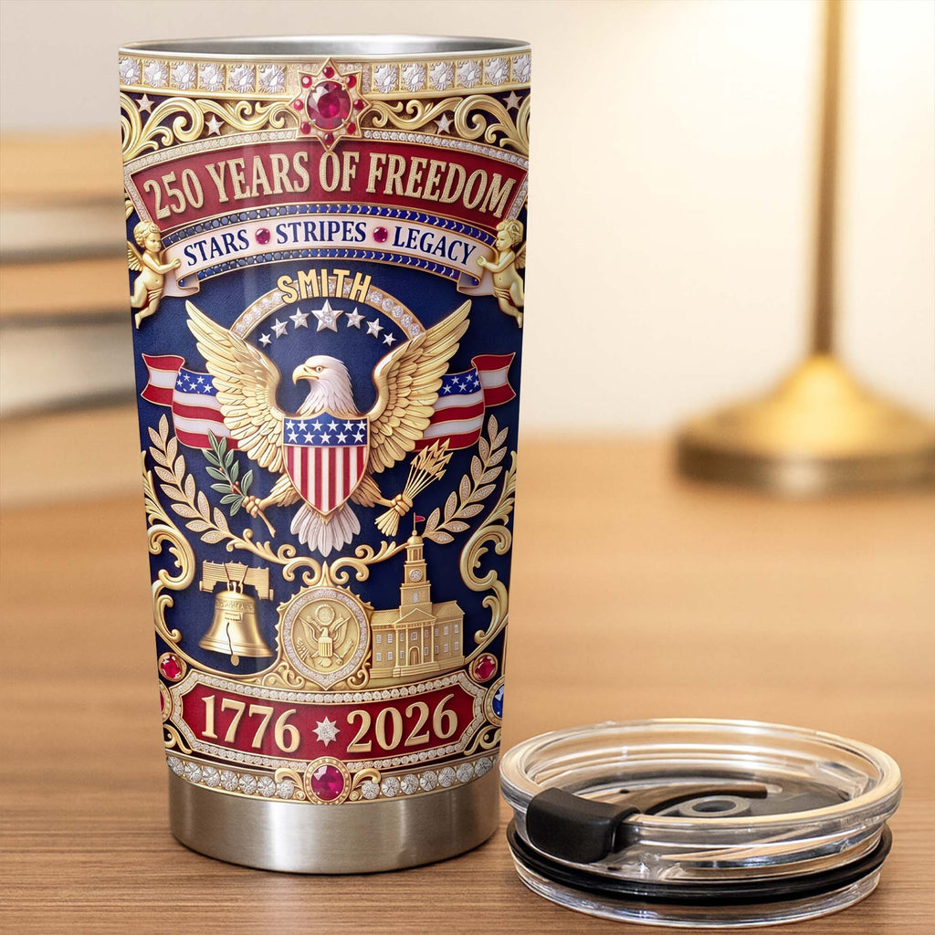 Personalized Stainless Steel Tumbler Custom Name 4th of July Gift for Dad Tumbler GradoCreations