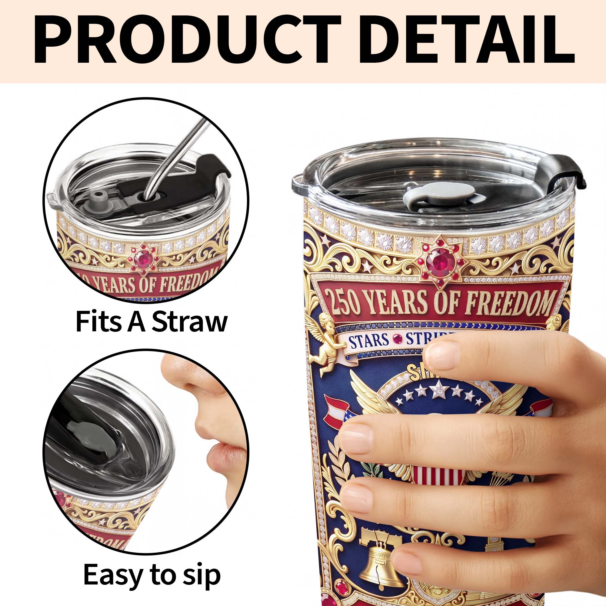 Personalized Stainless Steel Tumbler Custom Name 4th of July Gift for Dad Tumbler GradoCreations