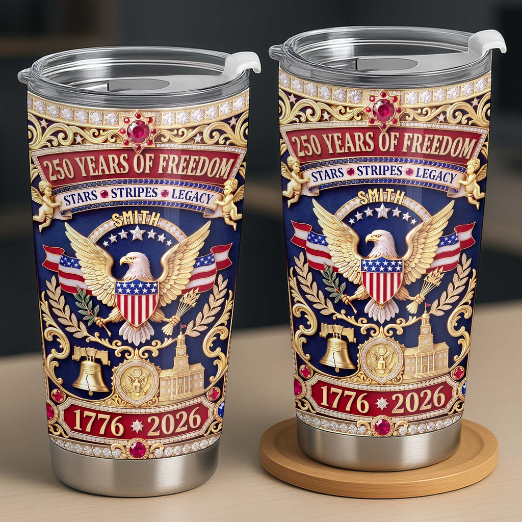 Personalized Stainless Steel Tumbler Custom Name 4th of July Gift for Dad Tumbler GradoCreations