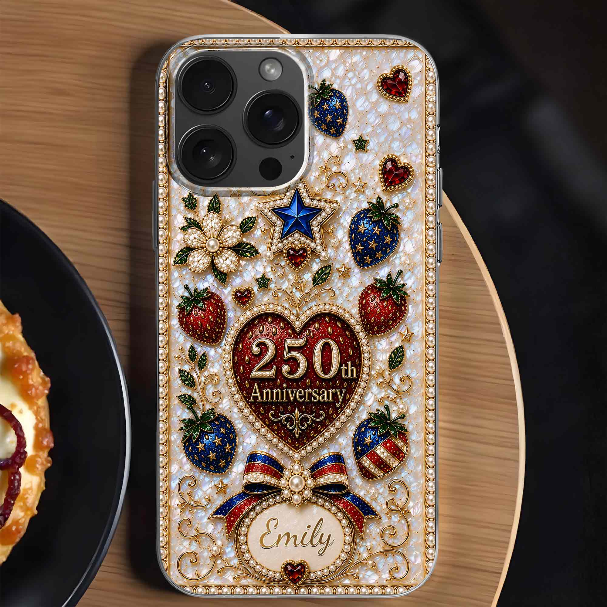 Personalized Clear Phone Case Custom Name Patriotic Design Clear Phone Case GradoCreations