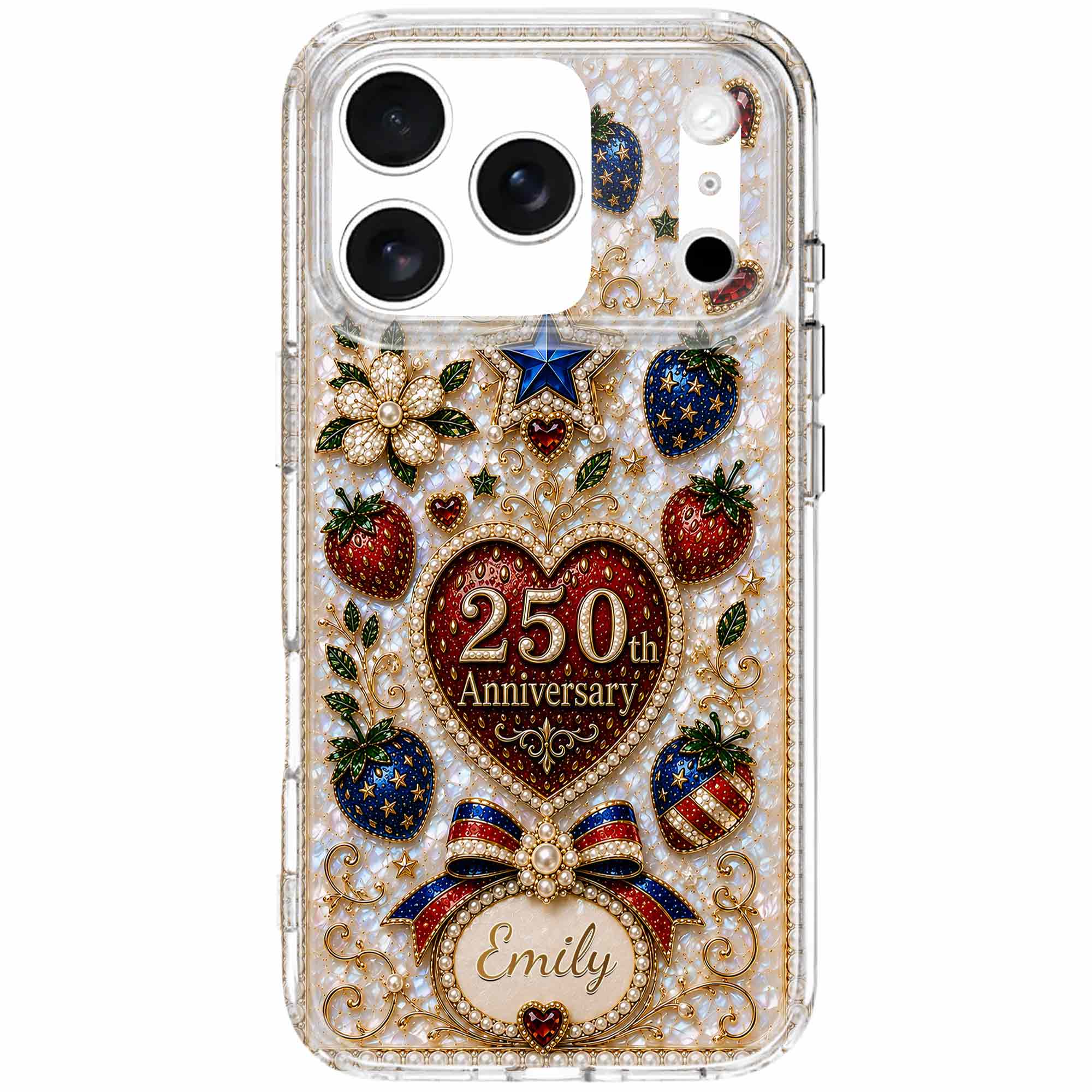 Personalized Clear Phone Case Custom Name Patriotic Design Clear Phone Case GradoCreations