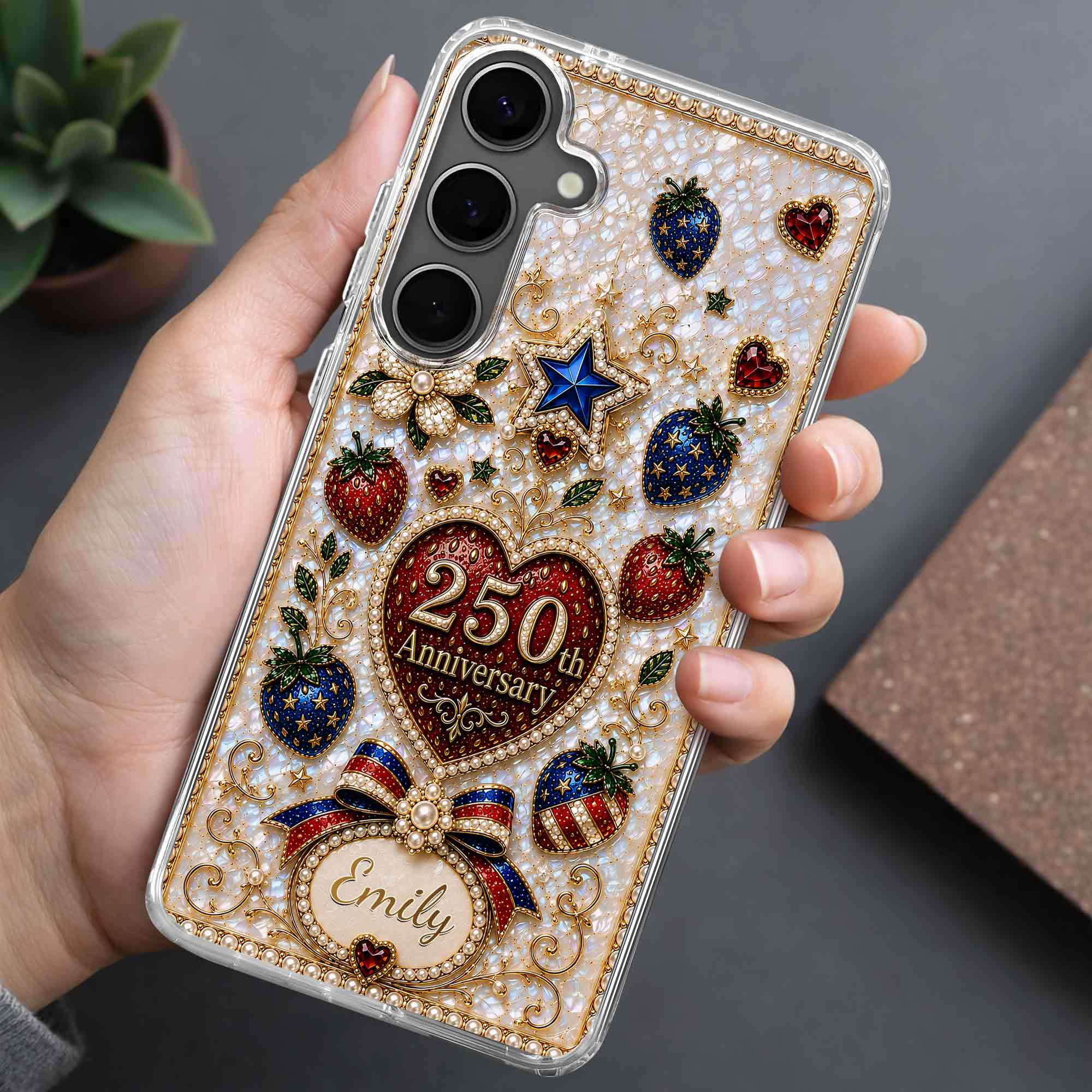 Personalized Clear Phone Case Custom Name Patriotic Design Clear Phone Case GradoCreations