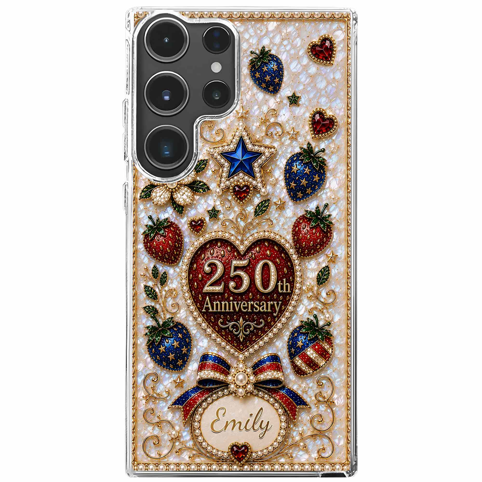 Personalized Clear Phone Case Custom Name Patriotic Design Clear Phone Case GradoCreations