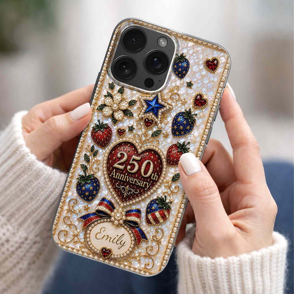 Personalized Clear Phone Case Custom Name Patriotic Design Clear Phone Case GradoCreations