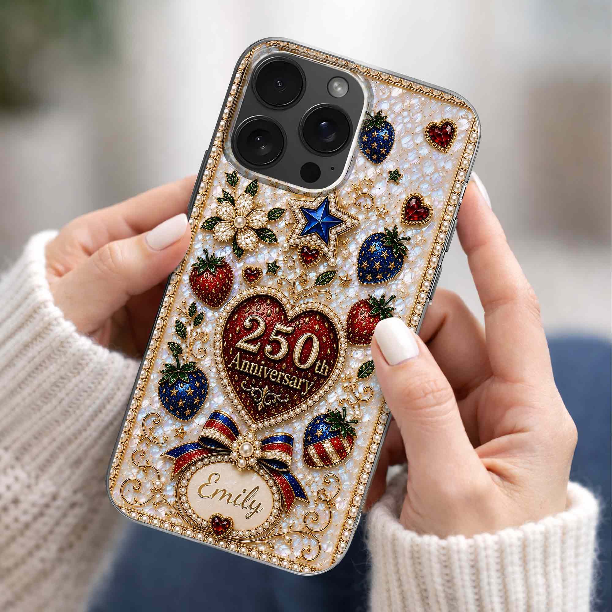 Personalized Clear Phone Case Custom Name Patriotic Design Clear Phone Case GradoCreations