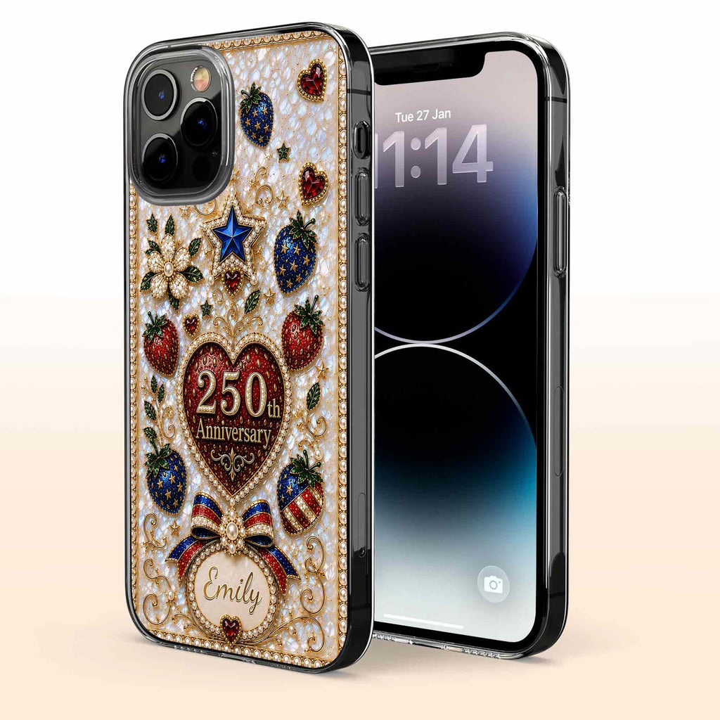 Personalized Clear Phone Case Custom Name Patriotic Design Clear Phone Case GradoCreations