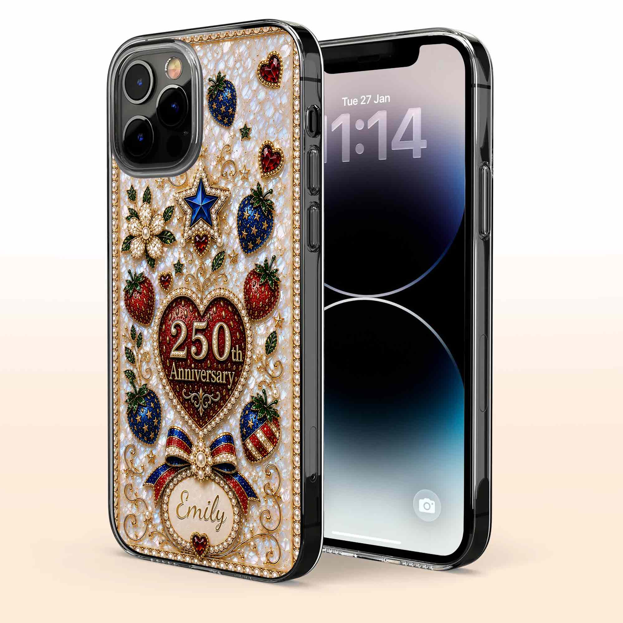 Personalized Clear Phone Case Custom Name Patriotic Design Clear Phone Case GradoCreations
