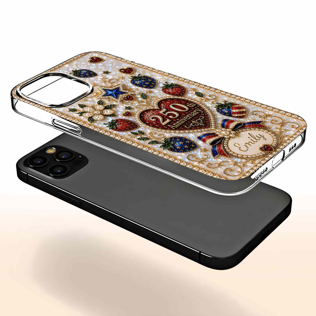 Personalized Clear Phone Case Custom Name Patriotic Design Clear Phone Case GradoCreations