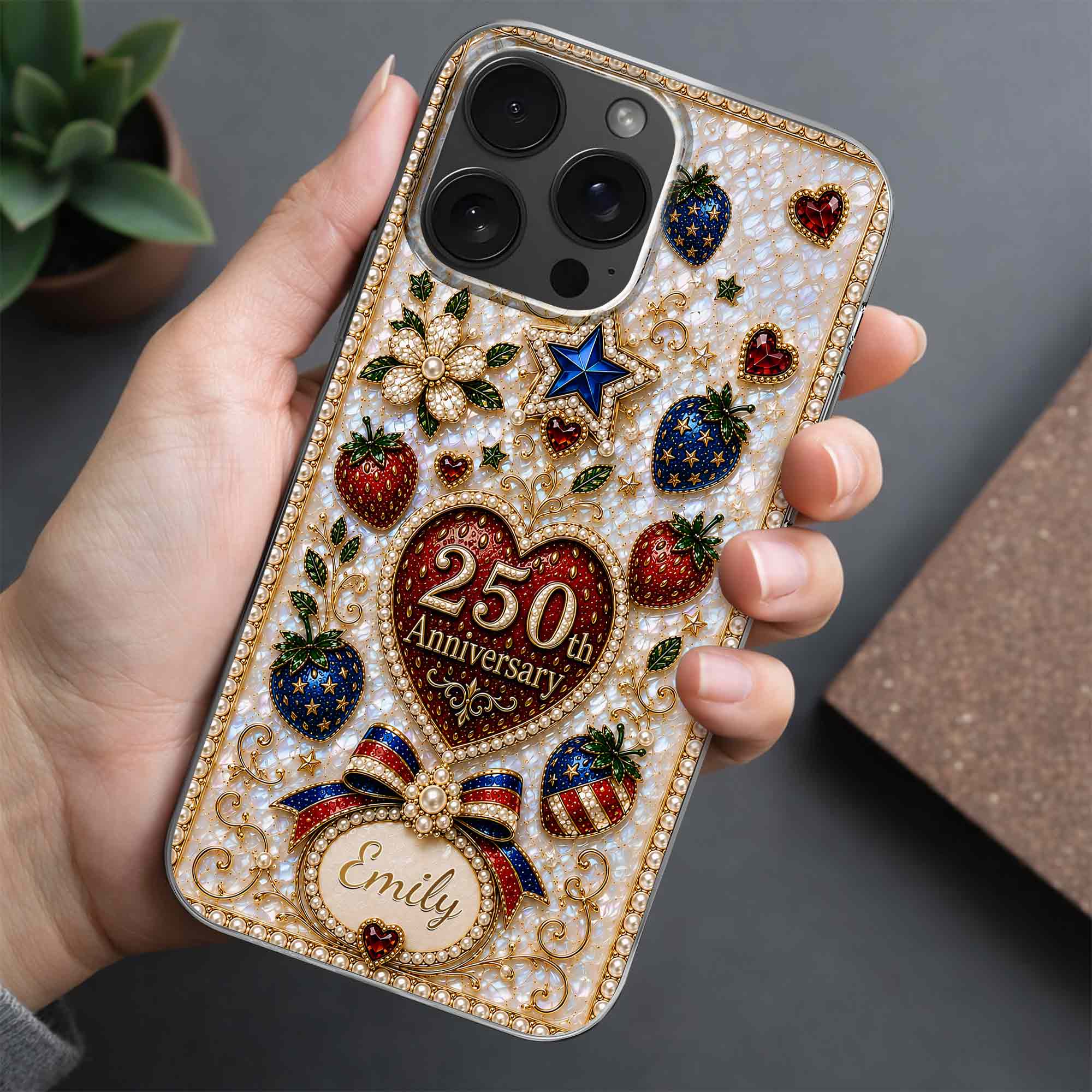 Personalized Clear Phone Case Custom Name Patriotic Design Clear Phone Case GradoCreations