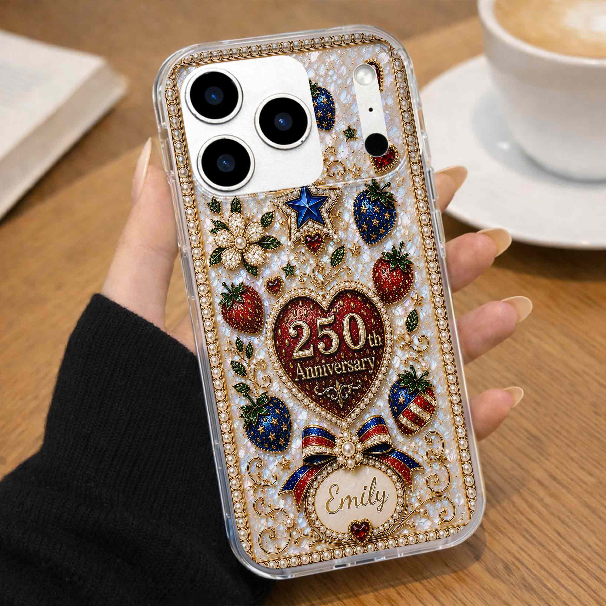 Personalized Clear Phone Case Custom Name Patriotic Design Clear Phone Case GradoCreations