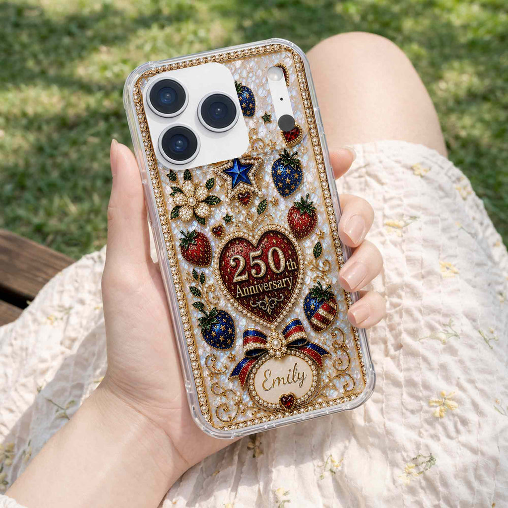Personalized Clear Phone Case Custom Name Patriotic Design Clear Phone Case GradoCreations