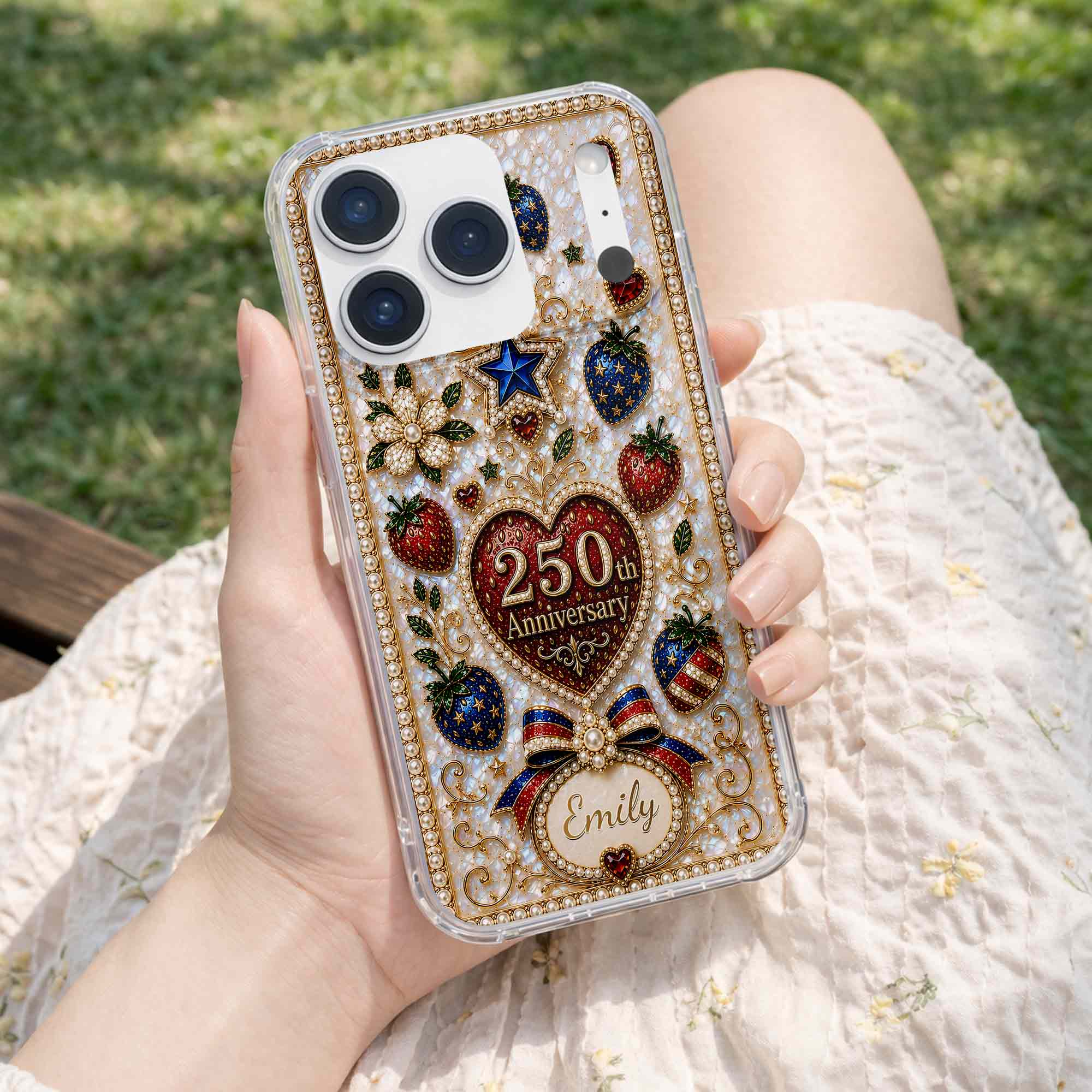 Personalized Clear Phone Case Custom Name Patriotic Design Clear Phone Case GradoCreations