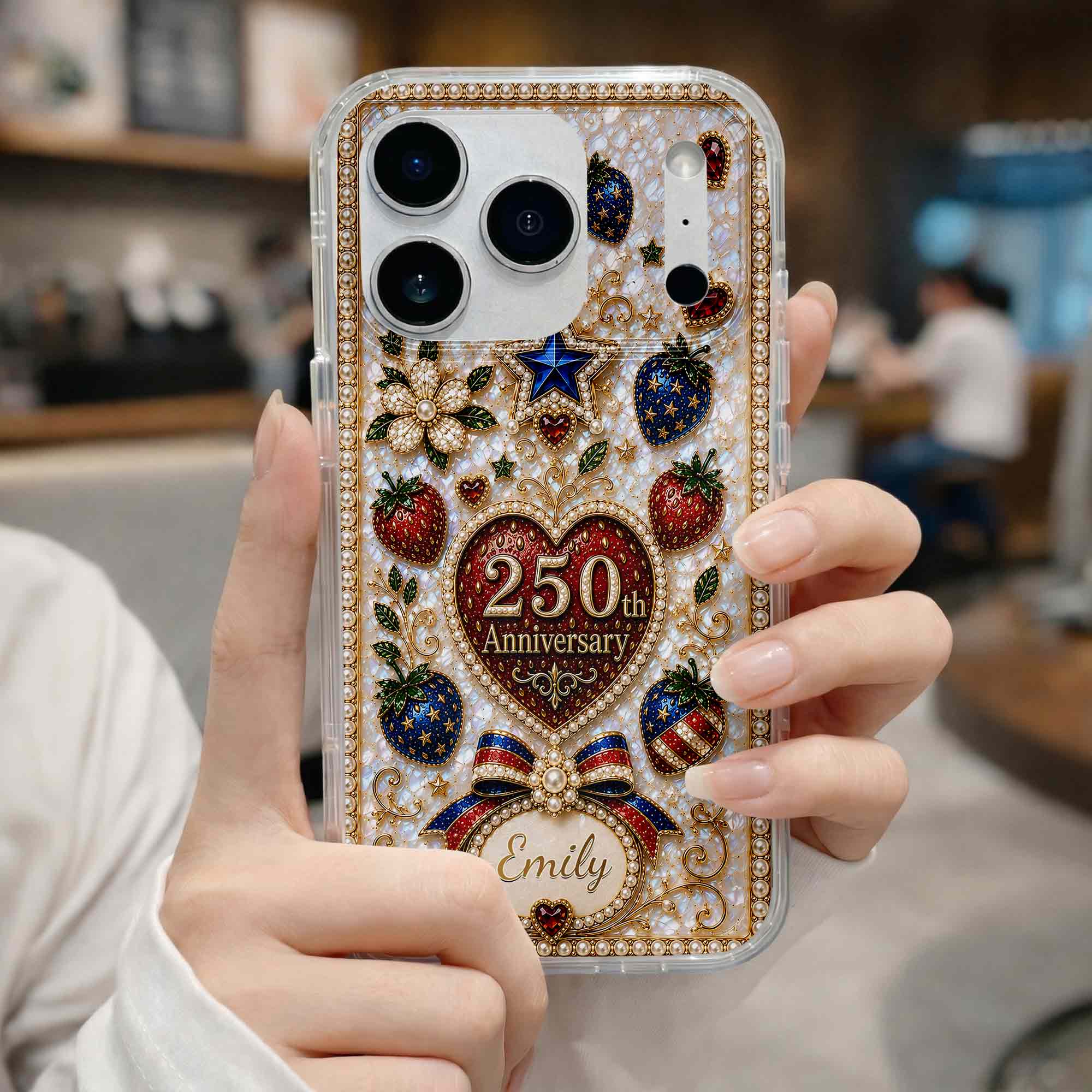 Personalized Clear Phone Case Custom Name Patriotic Design Clear Phone Case GradoCreations